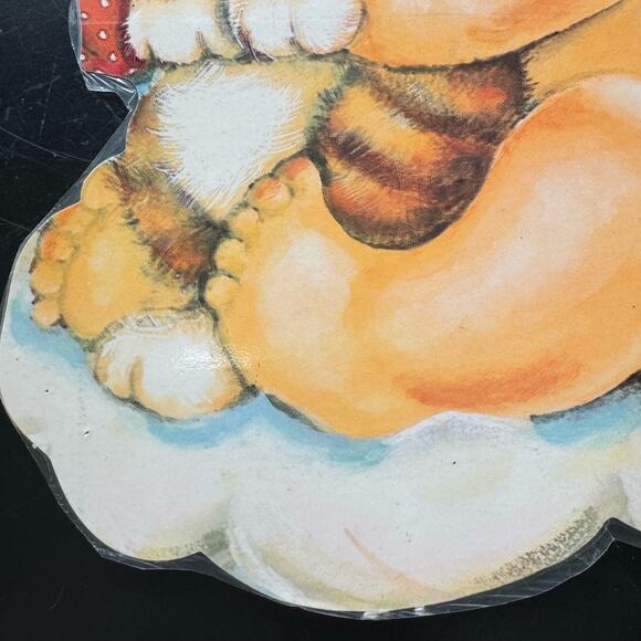 Vintage Eureka USA Baby Christmas Angel Kitty Cat Paper Cut Out 10x16" 2 Sided - Picture 8 of 12